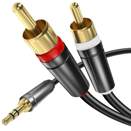 Highest Quality Metal 2RCA to 3.5mm Audio Speaker Kabel Aux Cable